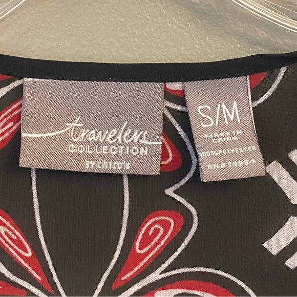 Chico’s Traveler’s Collection Kimono Size Small/Medium red black - Picture 2 of 7